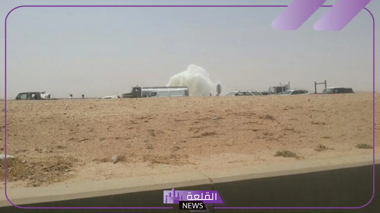 بالتفصيل.. انفجار المياه من باطن الأرض على طريق الرياض القصيم 5 انفجار مياة من باطن الارض على طريق الرياض القصيم