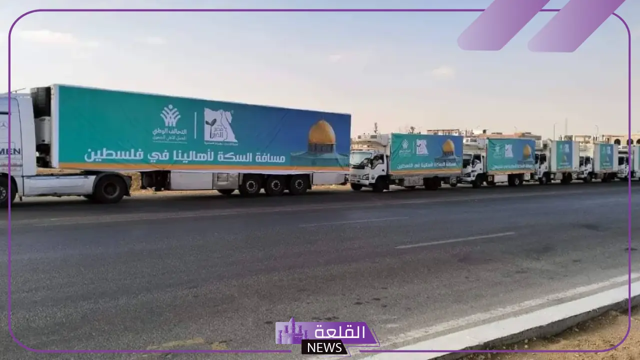 شاهد.. عشرات الشاحنات تستعد للدخول إلى غزة من مصر عقب قرار وقف إطلاق النار