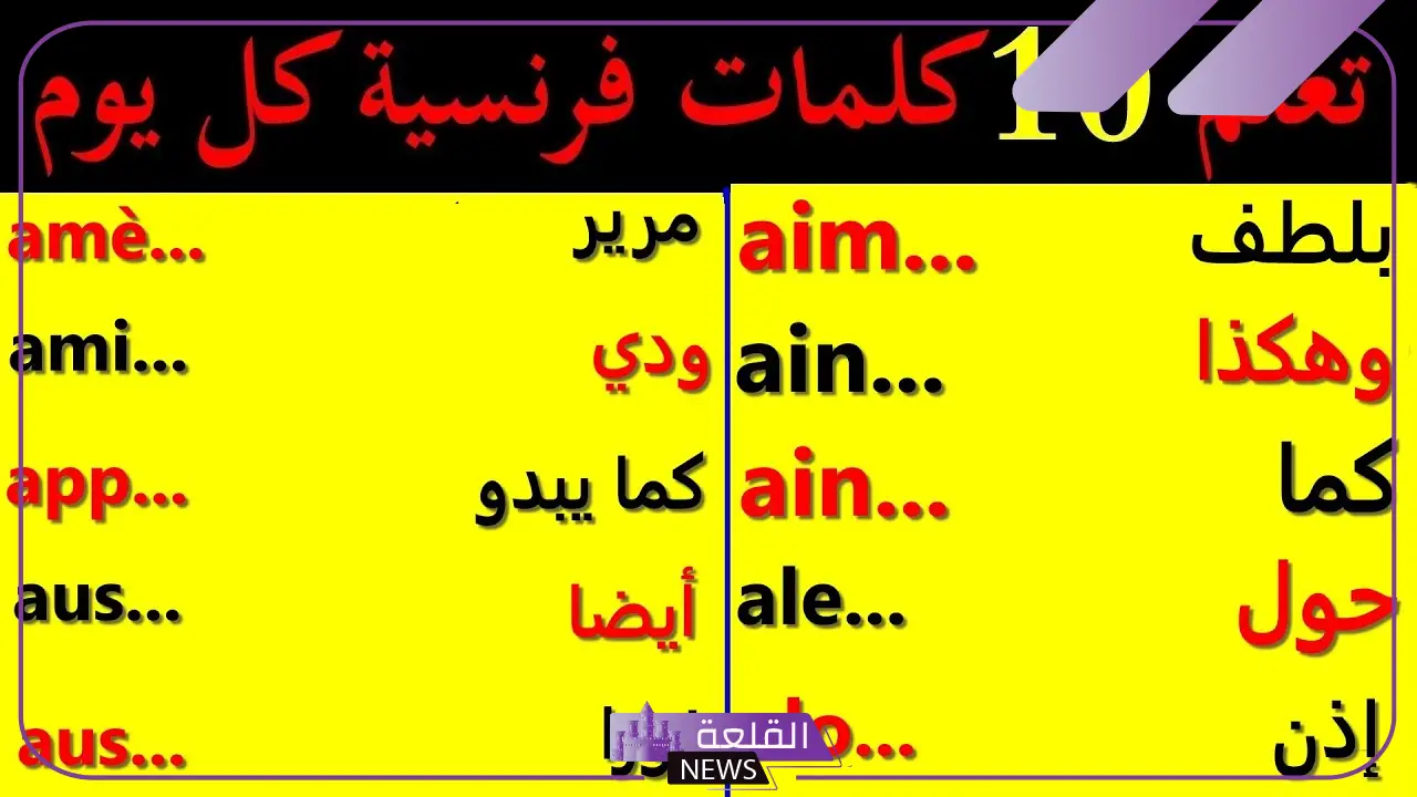كلمات فرنسيه وترجمتها بالعربية عليك أن تتعلمها جيدًا 5 تعلم الفرنسية بسهولة