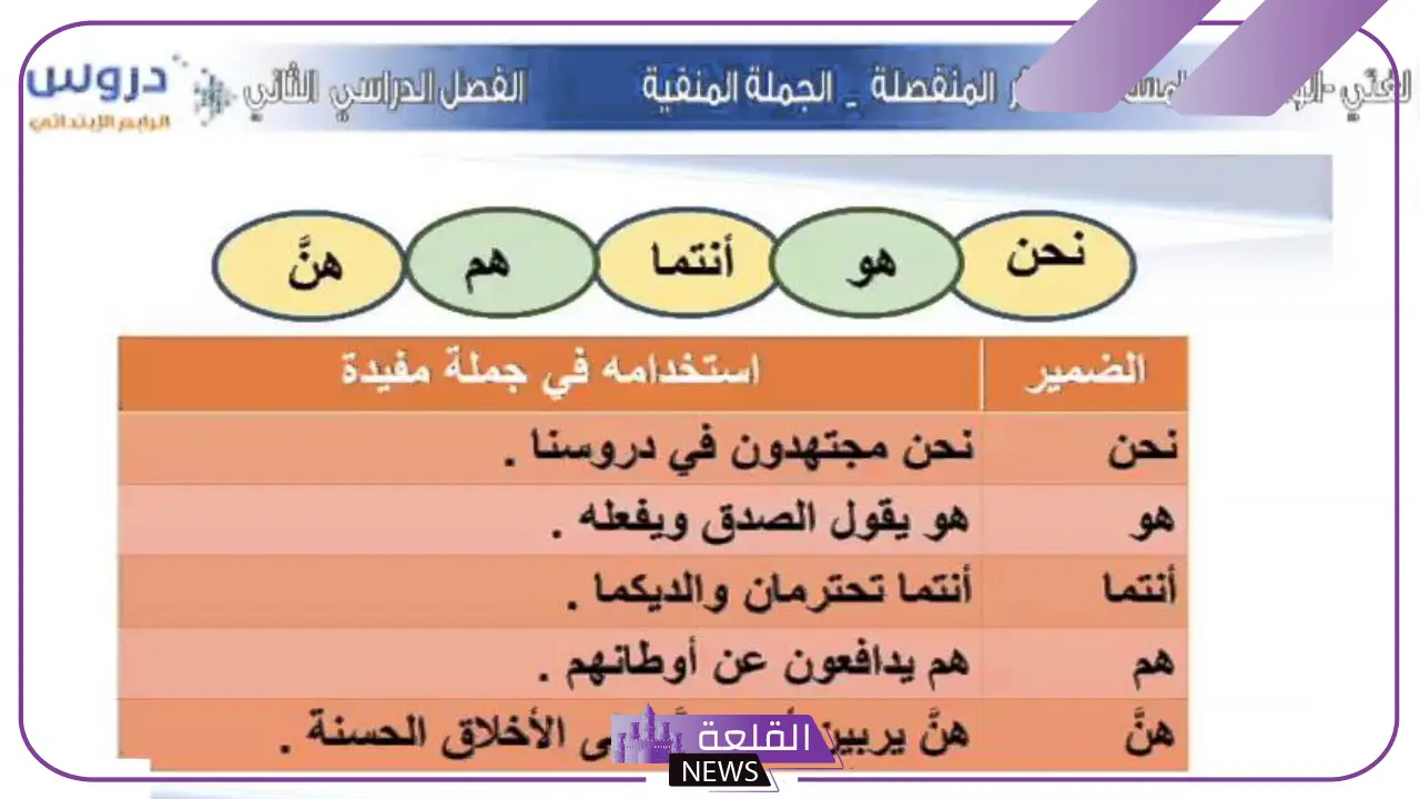 أمثلة على الجملة المنفية والجملة المثبتة