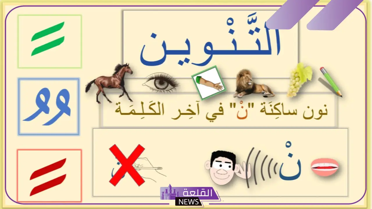 كلمات تنوين بالفتح والكسر والضم من اللغة العربية