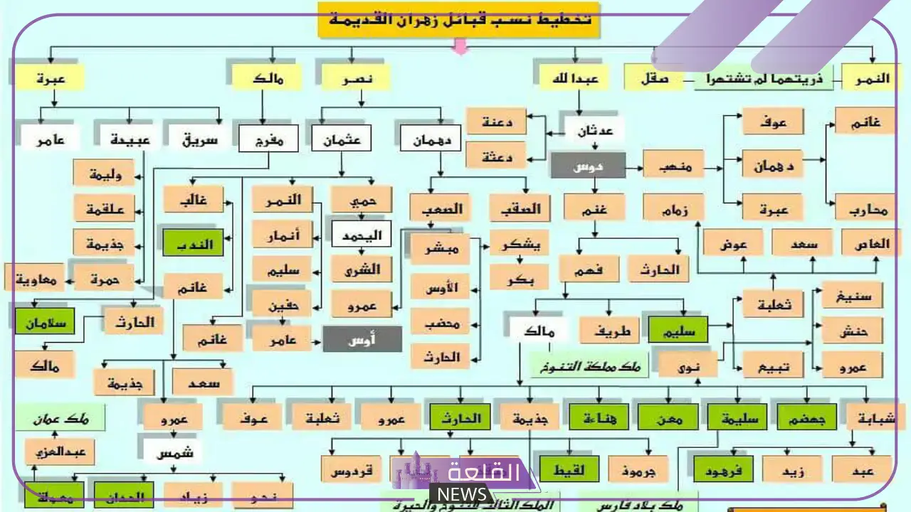 اصل قبيلة زهران وش يرجع وفخوذها، كم رمز قبيلة زهران 5 شجرة قبيلة زهران