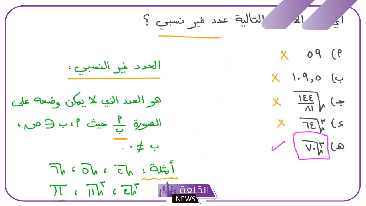 اي الاعداد التاليه ليس عددا نسبيا ١ ٣