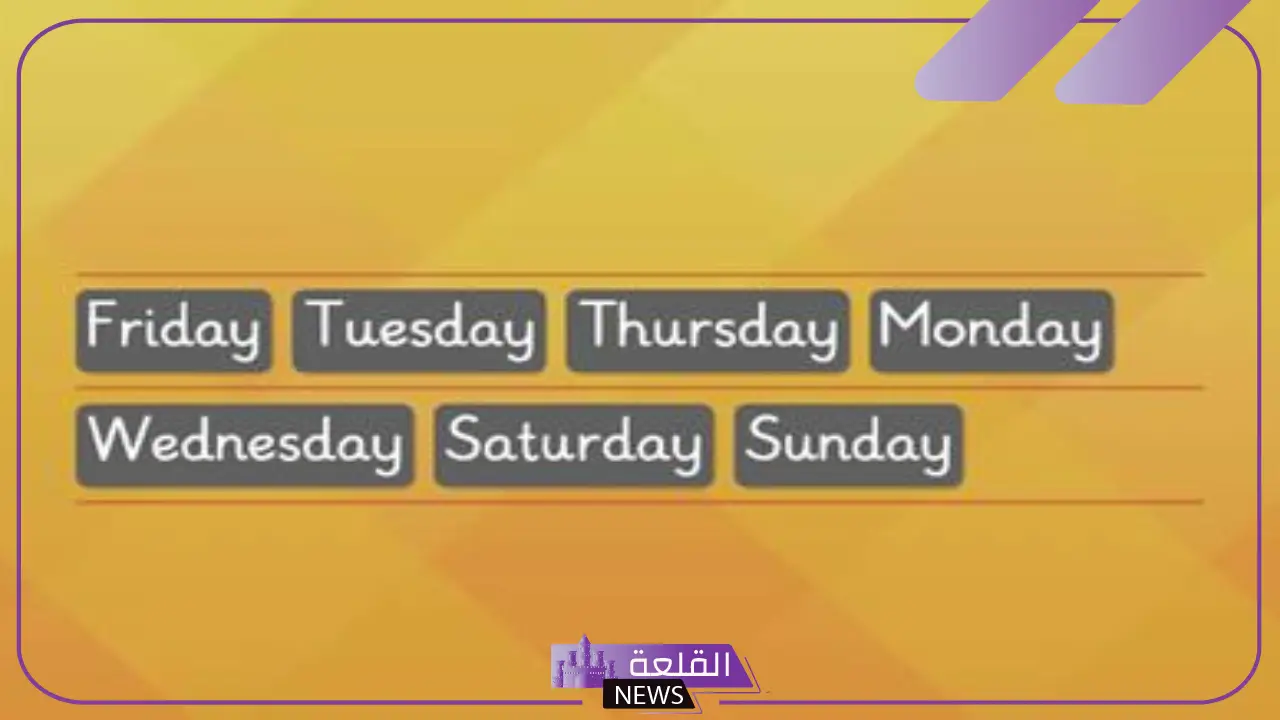 ترتيب أيام الأسبوع بالإنجليزي وطرق تدريسها للأطفال